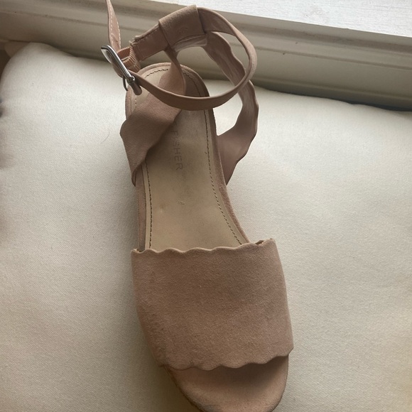 Marc Fisher Faitful Pink Suede Ankle Strap Espadrille Platform Sandals - Picture 3 of 5